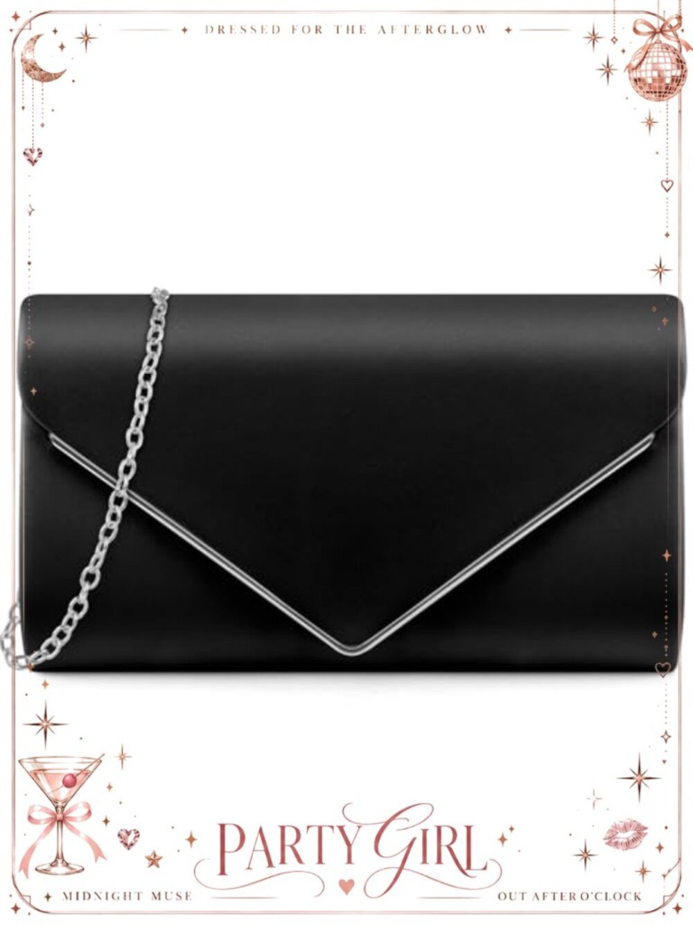 PU Leather Envelope Clutch Crossbody Shoulder Bag Formal Wedding Party